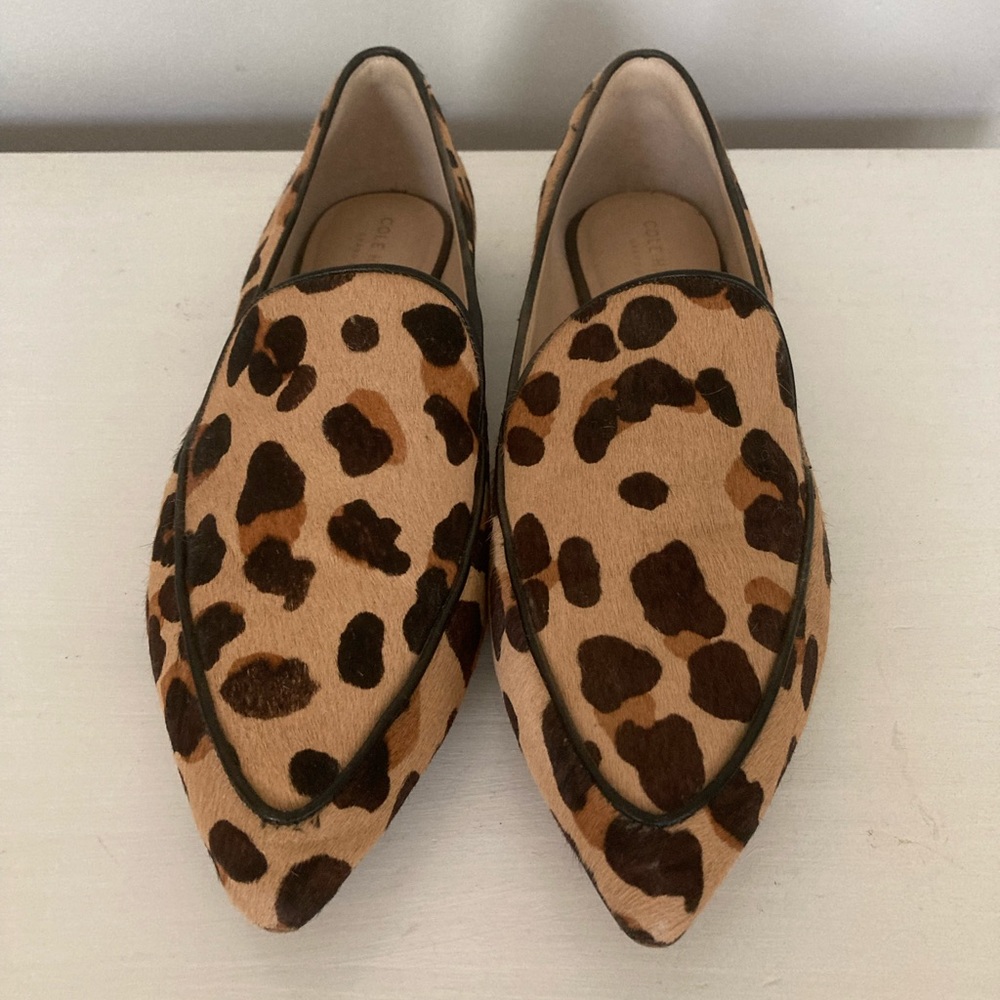 Cole Haan Leopard print calf hair flats